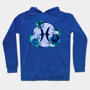 Pisces Zodiac Horoscope Blue Floral Monogram Hoodie